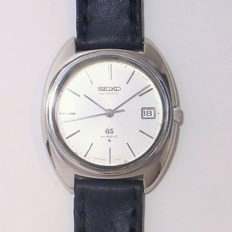 稼働品 美品 GRAND SEIKO グランドセイコー HI-BEAT 腕時計 自動巻き アンティーク 機械式 メンズ 新品牛革サドルレザーベルト