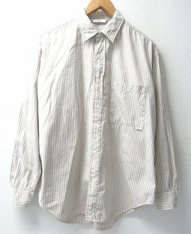 ◆ amne アンヌ POPLIN R.C L_s shirts ストライプ ポプリン　シャツ サイズ2　日本製　美品　定価19800円