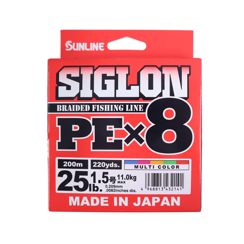 SIGLON PEｘ8 マルチカラー 200ｍ 25LB/1.5号 高品質8本組PEライン SUNLINE 釣り糸 ライン