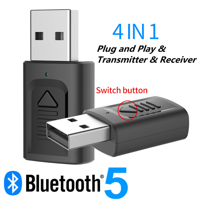 お得 Bluetooth5.0オーディオレシーバー4IN1 USB Bluetooth ワイヤレス レシーバー トランスミッター オーディオ ステレオ ミニ