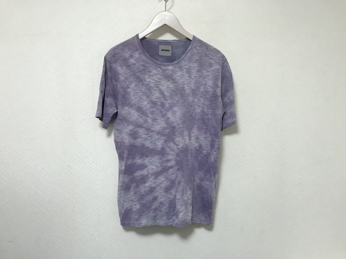 本物アルチザンARTISANコットンムラ染め柄半袖TシャツメンズサーフアメカジミリタリーストリートL日本製青ブルー