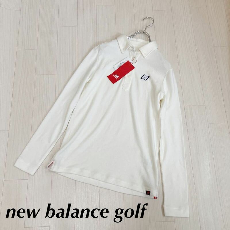 new balance golf ニューバランス　ゴルフウェア　レディース　長袖ポロシャツ サイズＯ　新品未使用品　タグ付き ホワイト　定価11000円