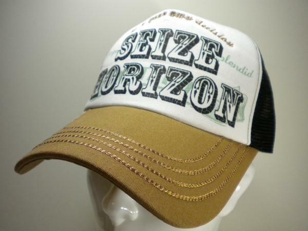 【帽子館】”SEIZE HORIZON”メッシュキャップ ベージュ