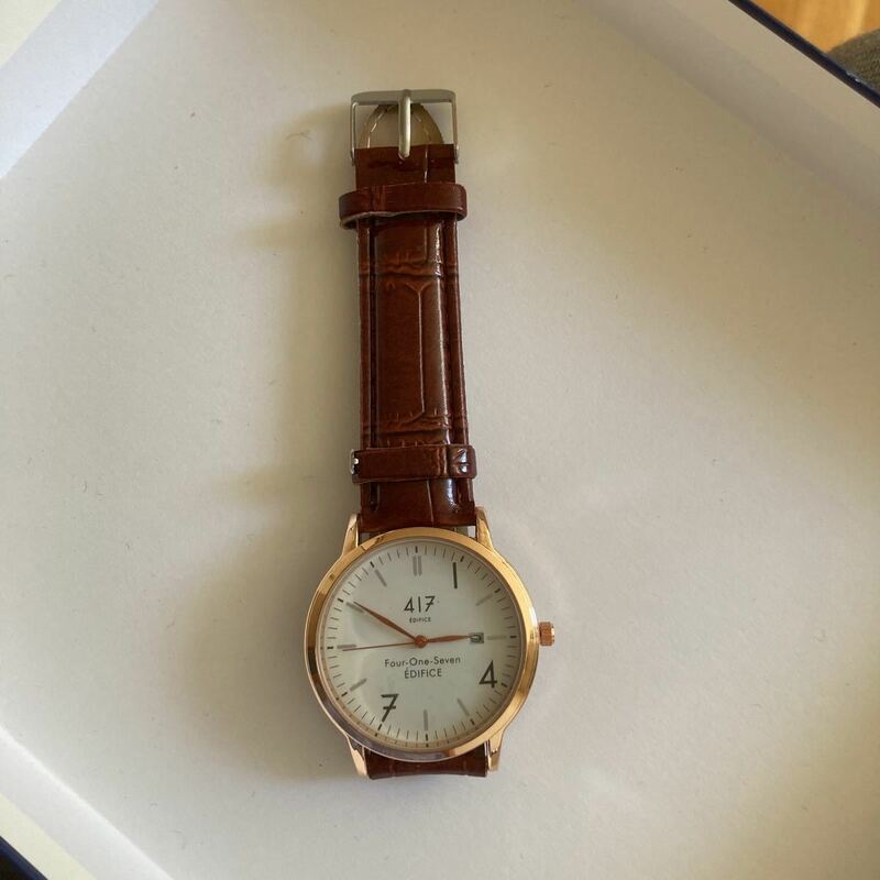 メンズ腕時計 手巻き 417エディフィスデイト表示機能付ヴィンテージ風腕時計新品未使用説明書付き