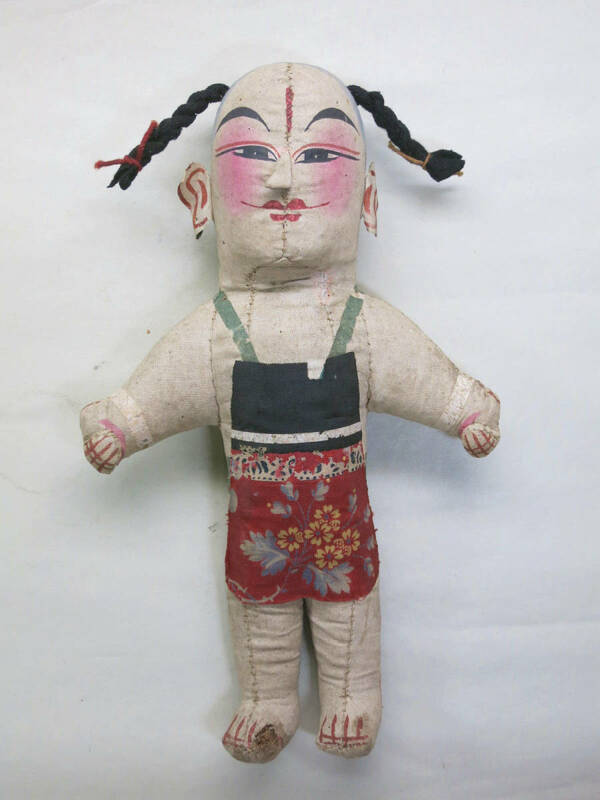 [大幸]　中国美術　清代古玩童人形　希少良品　古い！！　唐物　古董　時代道具　中華　民族　玩具　古布