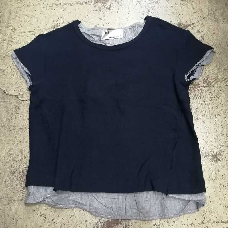 isato イサト　半袖　Tシャツ 紺　レディース　日本製　八　a1