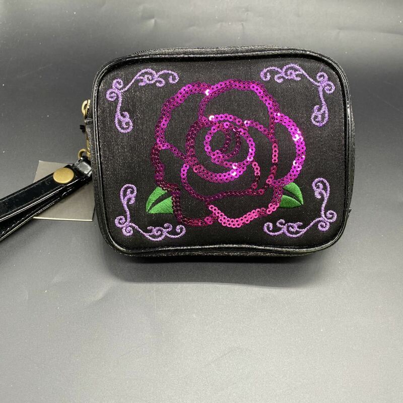 ANNA SUI アナスイ　エコバッグ　ブラック　バラ　ポーチ入り　タグ付き