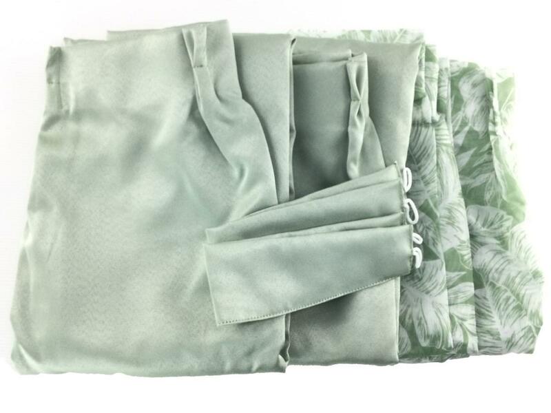 ドレープカーテン 遮光 ＆ デザインレース リーフ柄 4枚セット 幅100x178cm グリーン