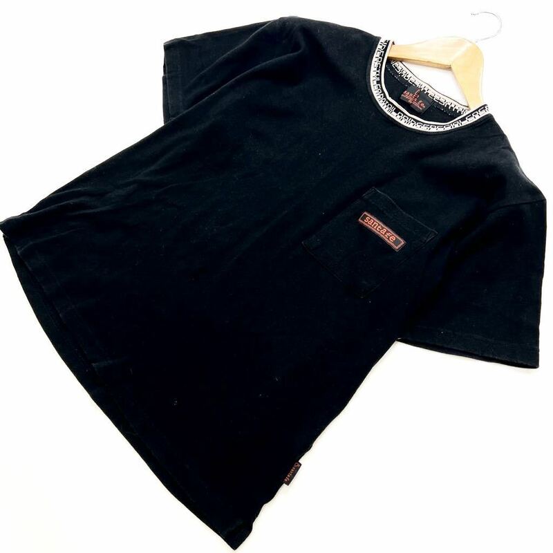 サンタフェ ☆ santa fe 半袖 ポケット Tシャツ デザイン リブ ブラック 04 シンプルながら他と差が付くセンス♪ 大人カジュアル■AF206