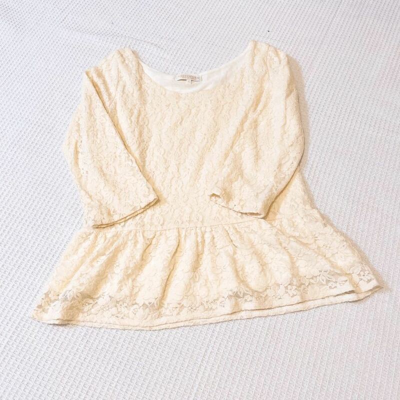 ★proportion body dressing★長袖カットソートップス★2サイズMサイズ★プロポーションボディドレッシング★ブラウス総レース★ペプラム