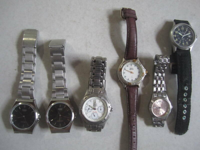 作動未確認ジャンク部品取り 腕時計☆CASIO☆ELGIN☆TIMEX☆MayMaion☆L,L,Bean 6コ