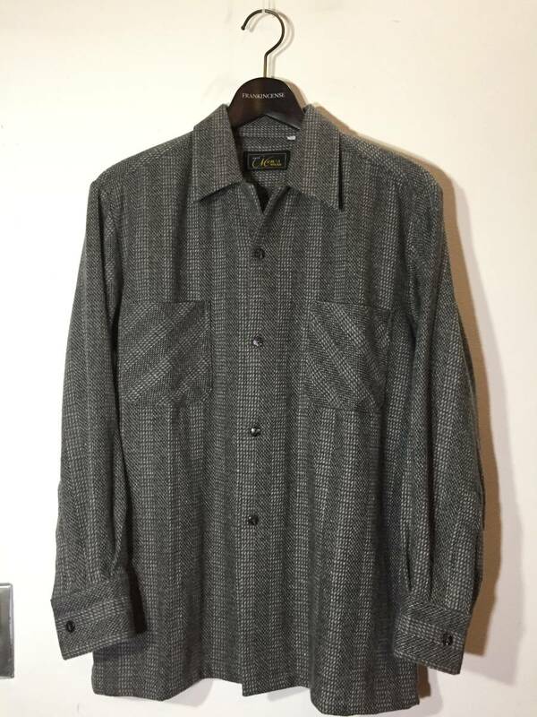 50's 60's 70's 80's 日本製 ビンテージ Japan vintage SASA Men's Wear 開襟 ボックス ウールシャツ M Wool Box Shirts 昭和 レトロ古着