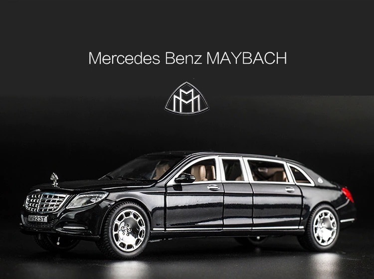 【送料無料】 1/24 Mercedes Benz MYBACH S600 モデルカー ミニカー ヘッドライト点灯 プルバック式 メルセデスベンツ マイバッハ S600