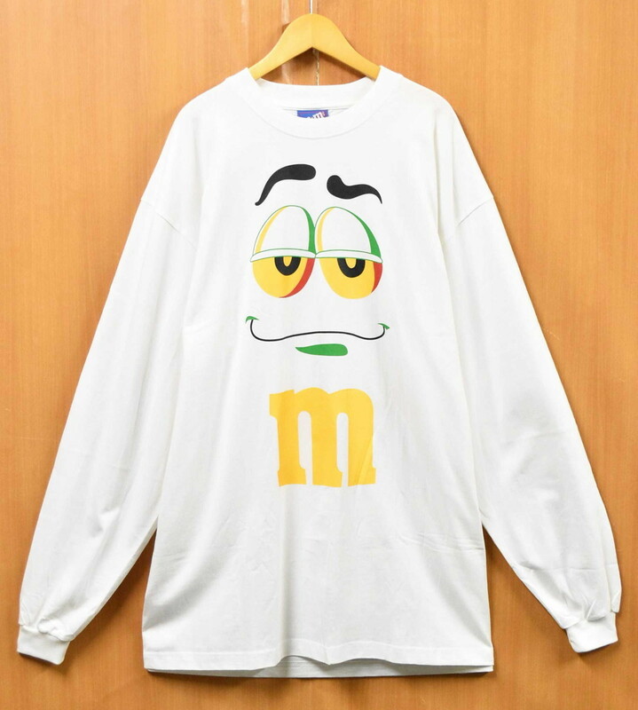 展示品 ビッグサイズ m&m's エムアンドエムズ 長袖Tシャツ ロンT コットン ホワイト メンズ2XL 新品(39277