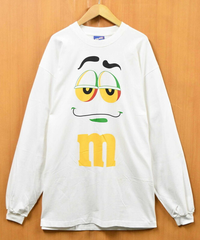 展示品 ビッグサイズ m&m's エムアンドエムズ 長袖Tシャツ ロンT コットン ホワイト メンズ2XL 新品(39278