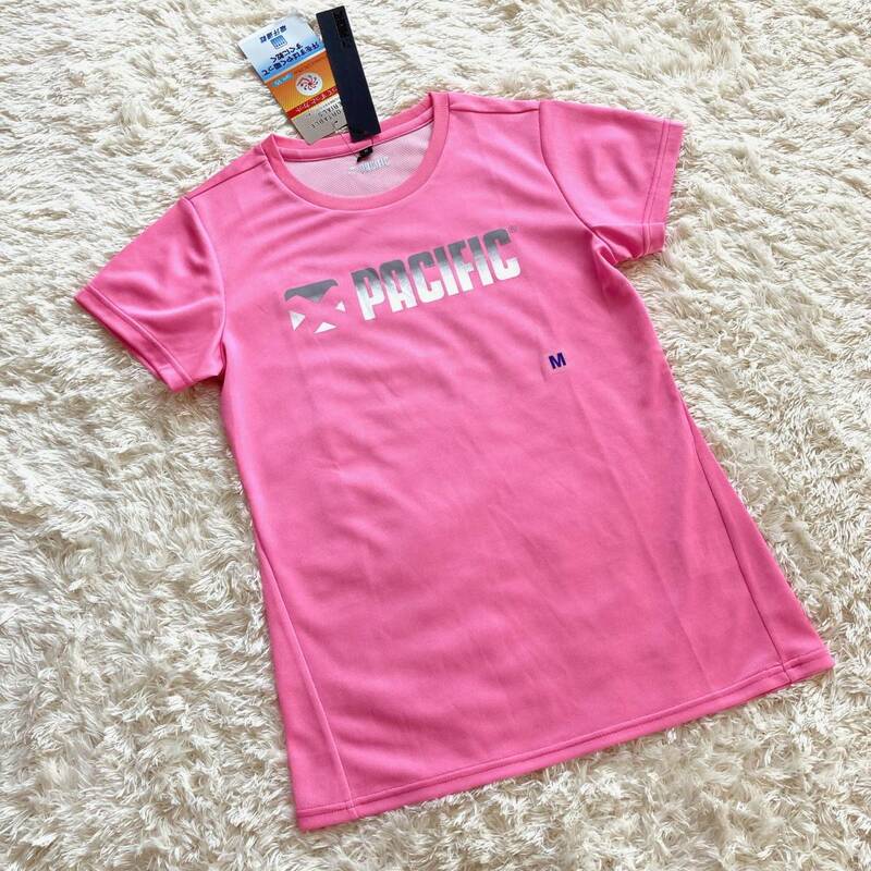 新品 未使用 PACIFIC パシフィック 半袖 Tシャツ Mサイズ ピンク テニス バドミントン 女性 スポーツ エクササイズ ゲームシャツ