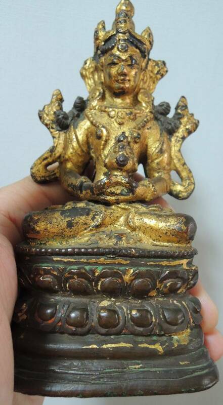 明代 銅漆金 無量寿佛 佛像 仏像 仏教美術 時代保証 本物保証 ４８２ｇ
