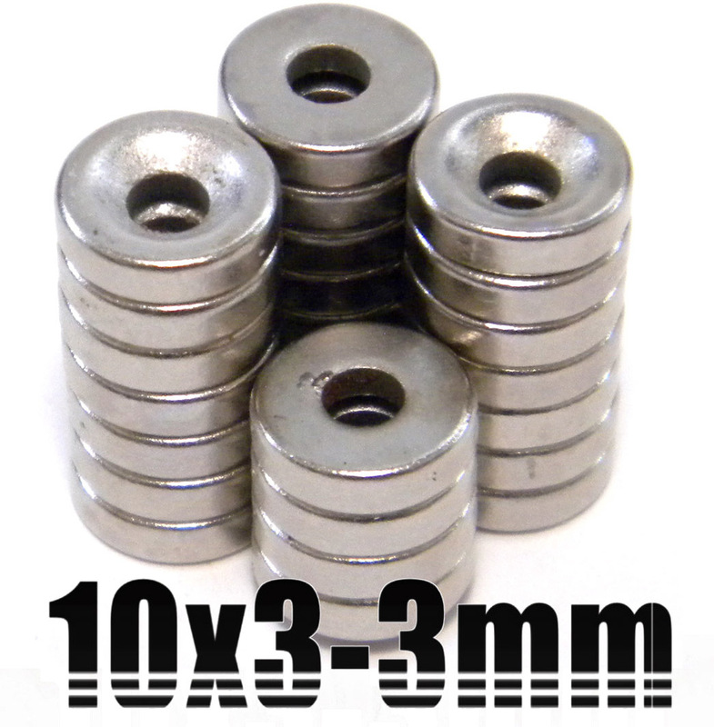 ★ ネオジム 超強力 磁石 ★ 直径10mm×3mm 穴あき 3mm ★ 丸形マグネット【50個セット】★