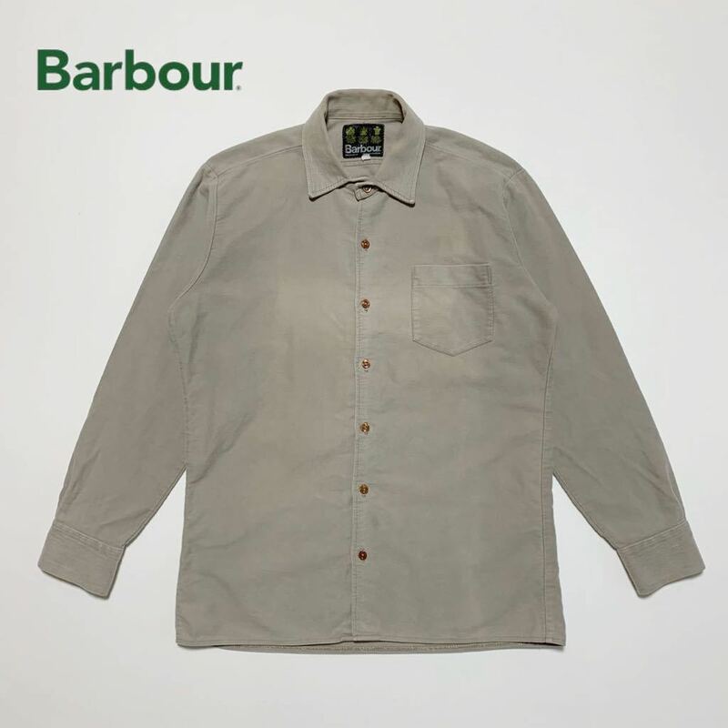 ☆良品 バブアー Barbour ボックスカット モールスキン シャツ グレー size S イングランド製 古着 VINTAGE ヴィンテージ BEDALE ビデイル