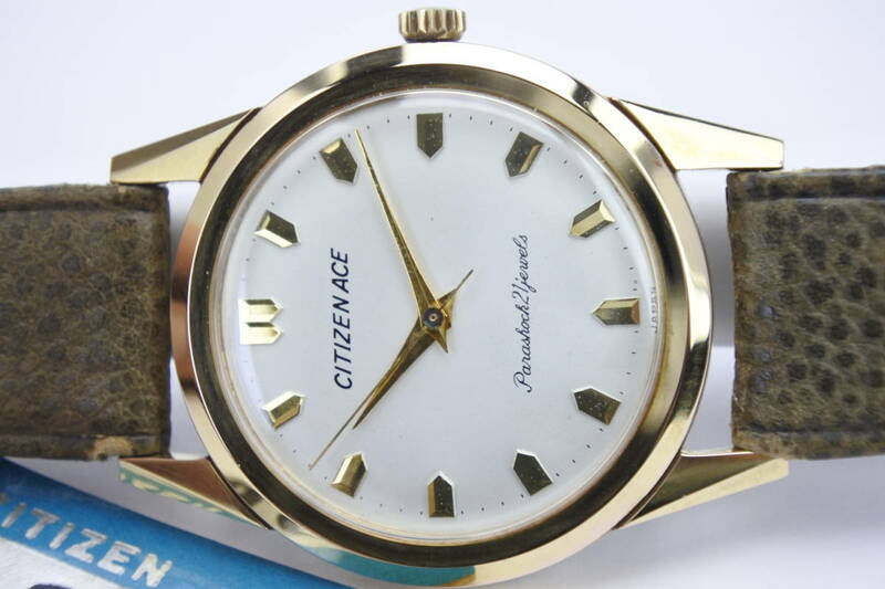 ☆☆☆国産名機　1960年代製　シチズン エース　２１石　手巻紳士腕時計　純正ベルト タグ付き デッドストック品