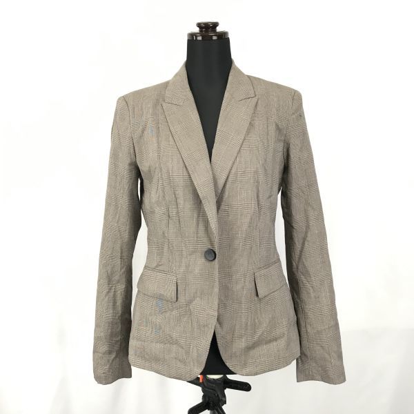 ZARA★テーラードジャケット【EUR36/レディースS～M程度/茶/ブラウン/チェック】シングル/ザラ◆BG864