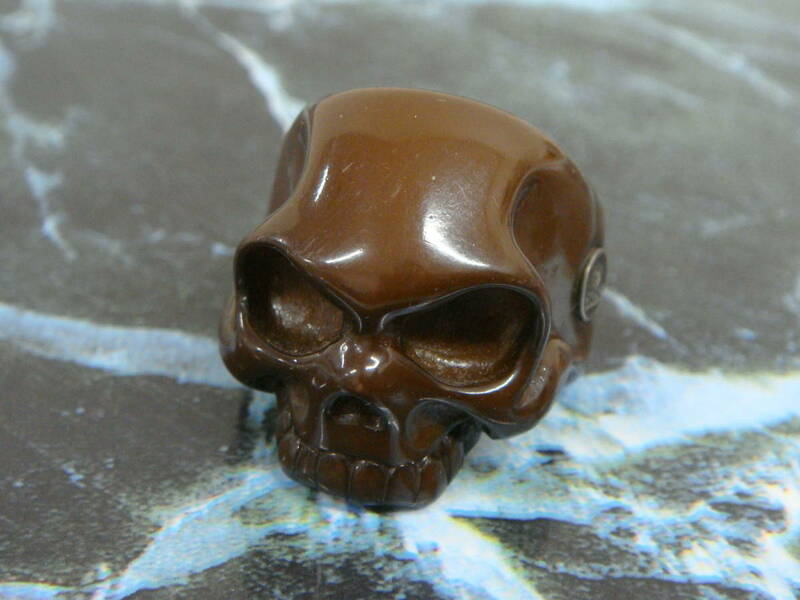 GARNI Skull Acrylic Ring ガルニ アクリル樹脂 スカル リング　16号　チョコレート茶色系