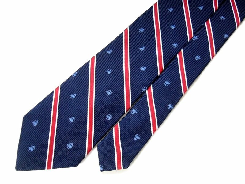 新品 【送料無料】ブルックスブラザーズ Brooks Brothers ネイビー地 BB#2 Rep Stripe Tie フリースロゴ シルク ネクタイ Silk 100% 米国製