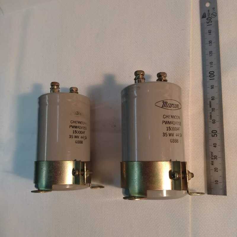 コンデンサー（marcon製）PWMA1V153:15000μＦ 35WV 44SV 中古品（2個）取外し部品
