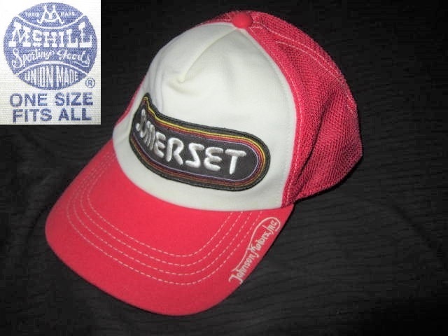 超レア！ Johnson Motors McHILL ジョンソン モータース ロゴ刺繍 SOMERSETワッペン メッシュキャップ 赤 帽子