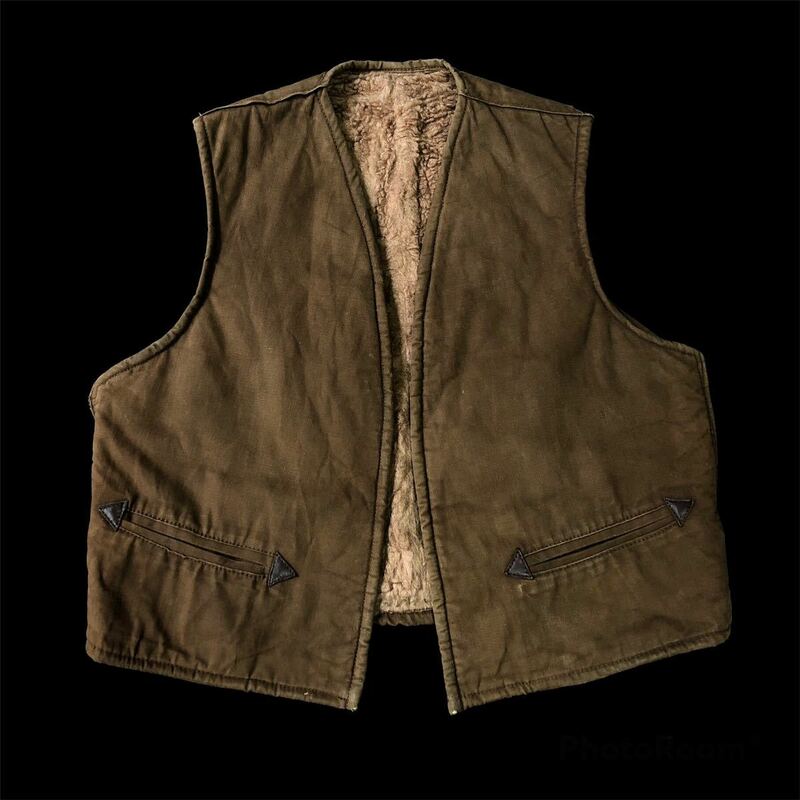 Unknown French Vintage Cotton Duck Boa Liner Work Vest フレンチヴィンテージ コットンダック ボアライナー ワークベスト ブラウン