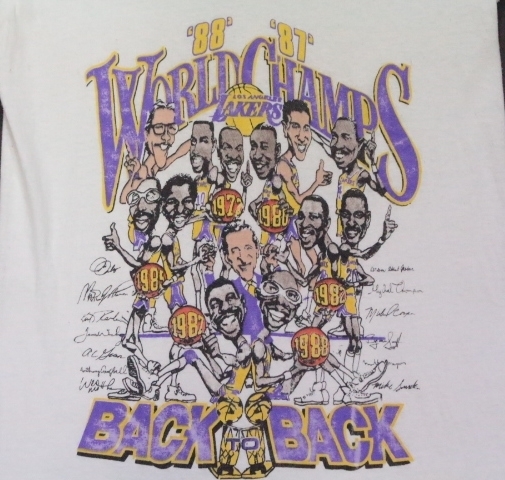ヴィンテージ古着 80's NBA レイカーズ Tシャツ Vネック バスケ 白 Vintage