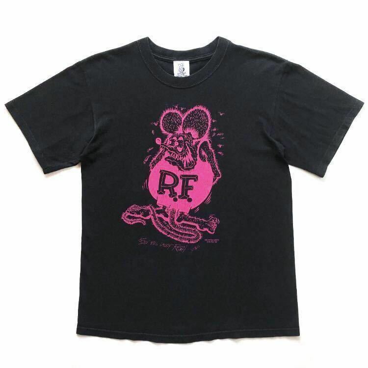 00s RAT FINK.FEVER ラットフィンク ビッグプリント Tシャツ 半袖 ブラック×パープル size M 希少カラー コピーライト入 オールド old