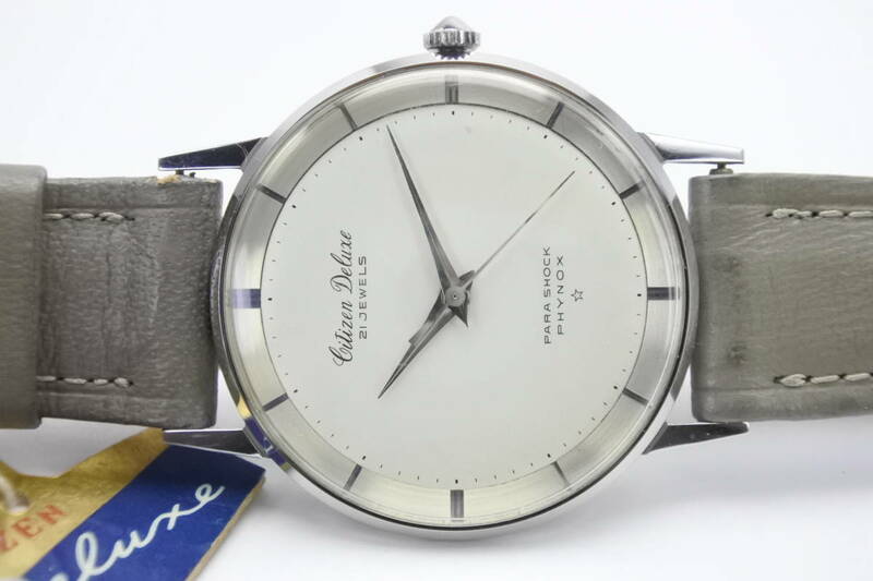 ☆当時日本一薄型国産最高機種 国産初耐震装置 １９６０年代製 CITIZEN DELUXE PARASHOCK PHYNOX 21石　手巻き紳士腕時計　デッドストック