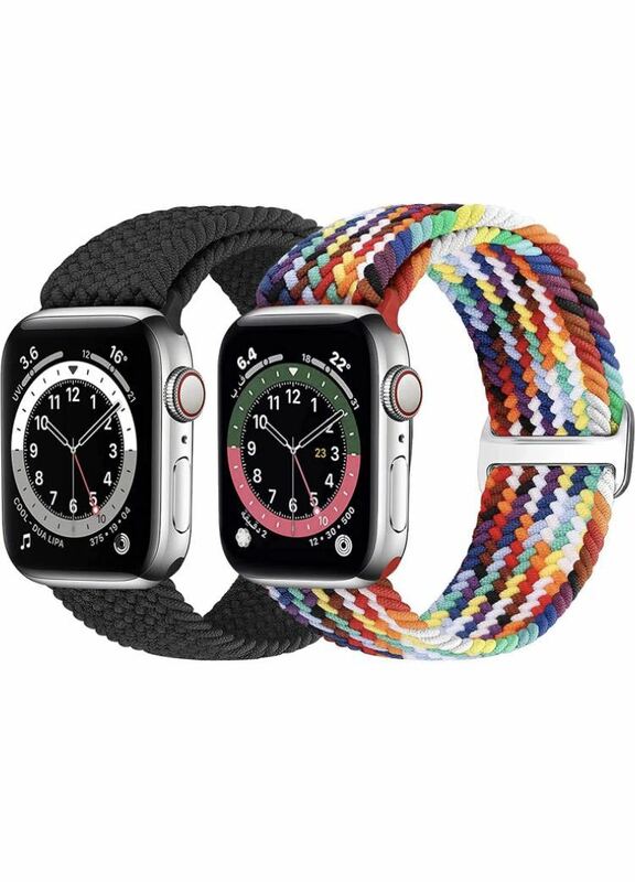 アップルウォッチ バンド42/44/45mm Apple Watch SE/7/6/5/4/3/2対応 ナイロン製弾性バンド スポーツバンド 2本　男女兼用　ファッション