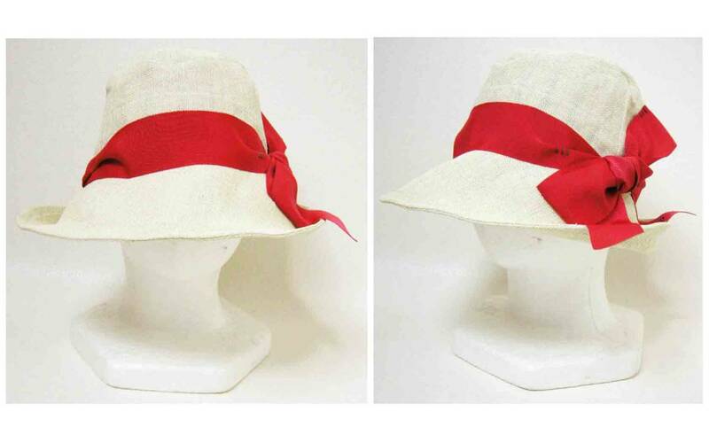 新品・タグ付■Vivienne Westwood【ヴィヴィアンウエストウッド】赤リボン ペーパー ハット 帽子 S～M