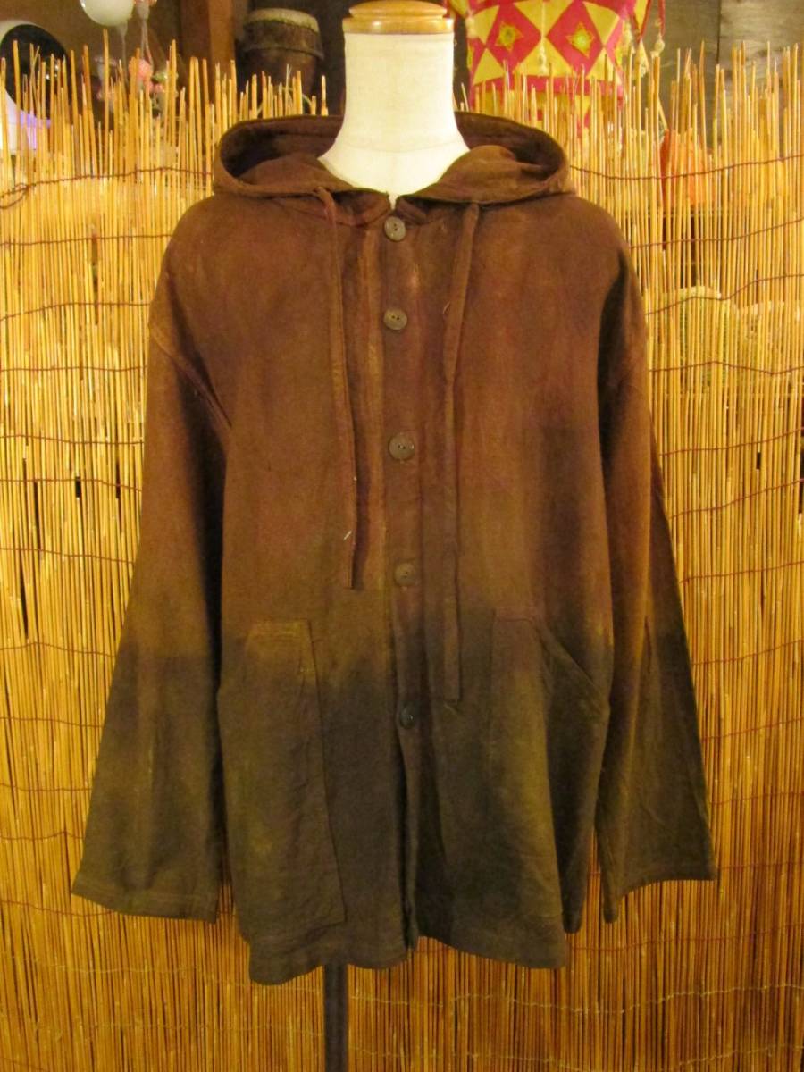 ①新品＊男女兼用＊手染め＊コットン素材＊ココナッツ＊ボタンパーカー