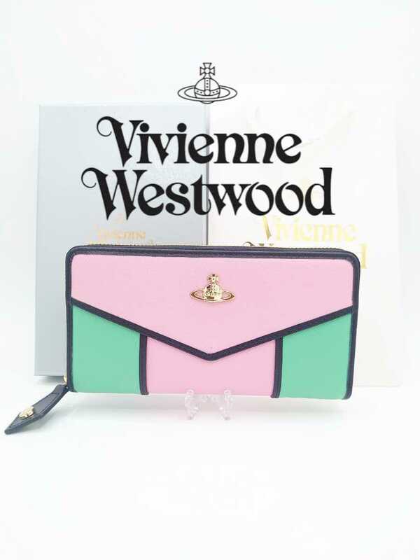Vivienne Westwood ヴィヴィアン・ウエストウッド 長財布 ピンク×グリーン