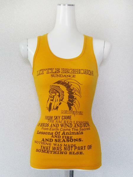 Redpepper インディアンプリント タンクトップTee 黄色イエロー レディースS / レッドペッパー女性Tシャツ