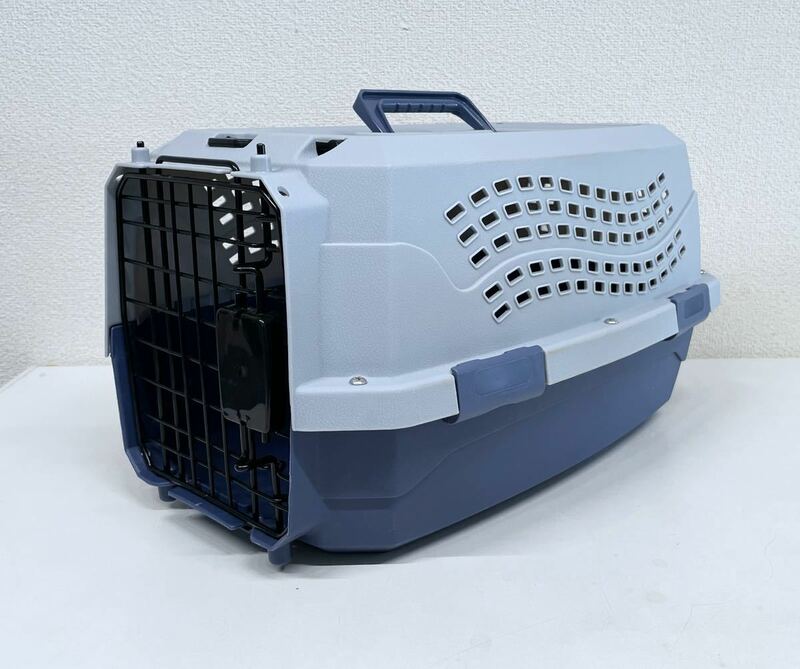 SNT-031 【美品】小型超小型用 犬 猫 ペットキャリー グレー×ネイビー