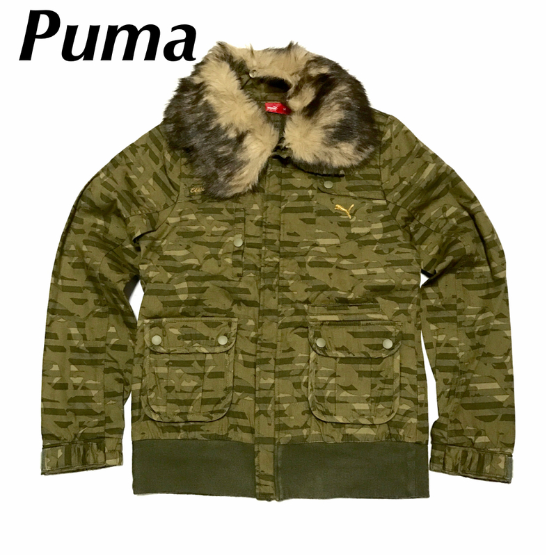 ●新品●Puma.プーマ●レディース、ジャケット〓定価￥17000-〓サイズＭ：プーマ総柄カーキ 〓