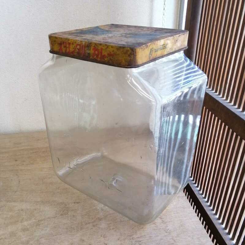ガラス瓶　オリエンタルカレー　骨董　レトロ　ガラス　アンティーク　金魚鉢　めだか鉢　小物入れ　希少