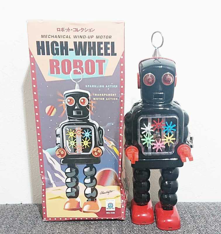 ロボット・コレクション MECHANICAL WIND-UP MOTOR HIGH－WHEEL ROBOTブリキ ロボット HAHATOY