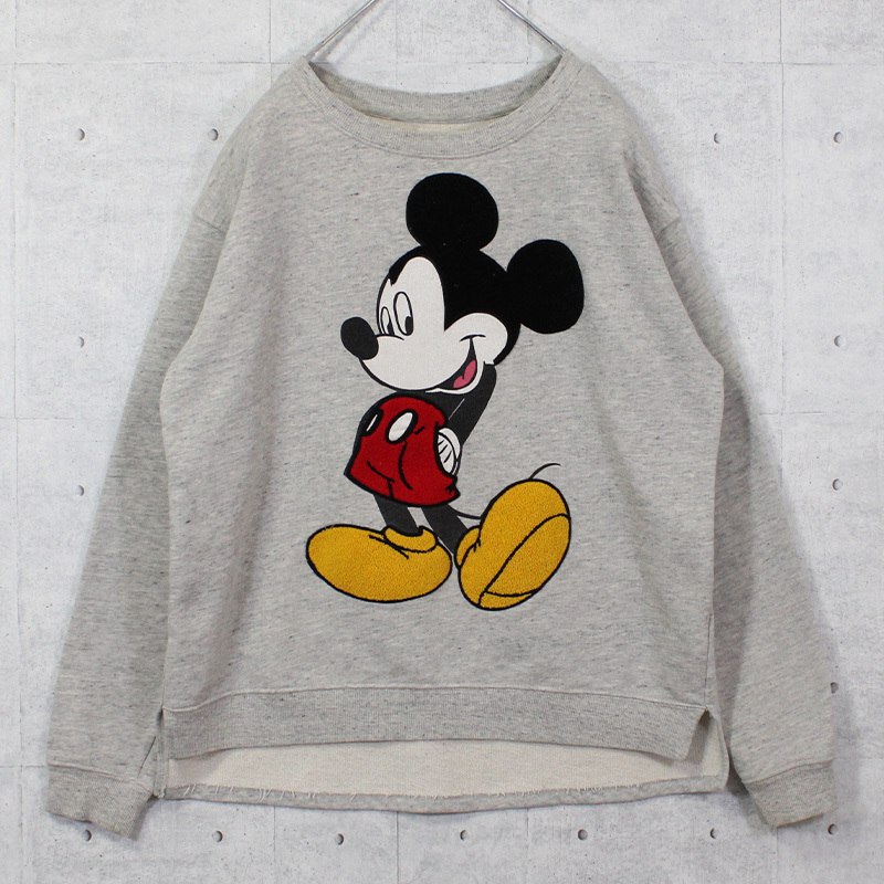 L【レディース】 / 古着 Disney bershka ディズニー サガラワッペン刺繍 長袖 スウェット ミッキー WIO-2101019