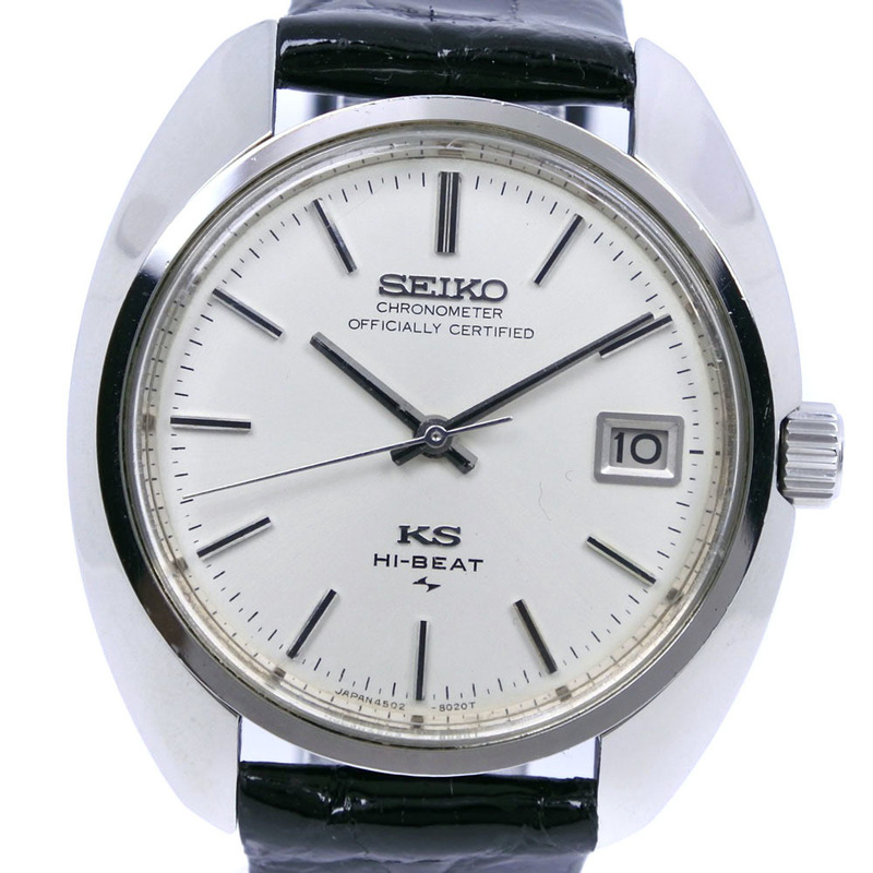 SEIKO セイコー キングセイコー 4502-8010 腕時計 SS × レザー シルバー 手巻き メンズ白 文字盤【51310428】中古