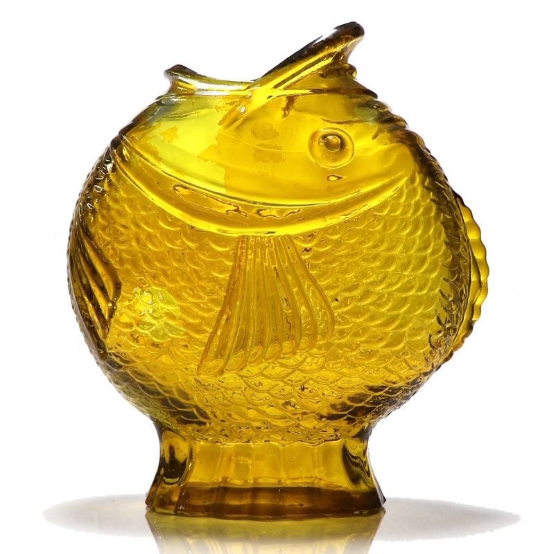 オールド・バカラ (BACCARAT) 超希少 1889年 パリ万国博覧会試作品 ゴールド硝子 大型花瓶 魚 日本趣味 黄色 金 花器 レア ジャポニスム