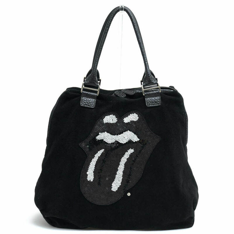 muta ムータ トートバッグ ENUOVE The Rolling Stones ローリングストーンズ ラムスエード 羊革 Lips&Toung刺繍 クロコ型押し