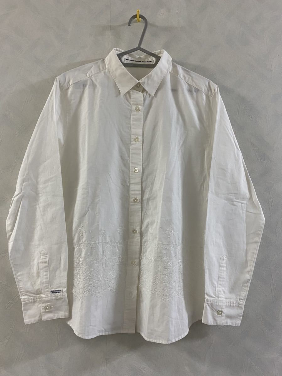 Mademoiselle NON NON 刺繍 長袖シャツ サイズL 40 レディース マドモアゼルノンノン Papas パパス