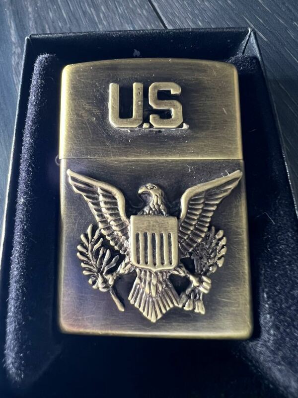 US ARMY zippo ミリタリー　ライター　アーミー　メタル貼り　ゴールド　ソリッドブラス　solid brass ヴィンテージ　ビンテージ