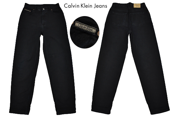 K-3533★美品★CK Calvin Klein Jeans カルバンクライン★メキシコ製 ブラック黒 カラーデニム パンツ テーパードスリム ジーンズ 16 72cm