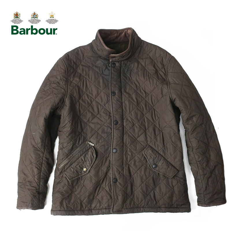 Barbour バブアー Powell Quilted Jacket 中綿キルティングジャケット オリーブ(XL)